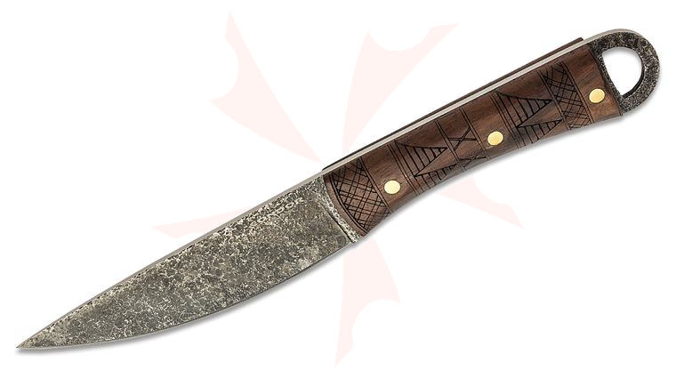 Condor Tool & Knife CTK1029-5HC Lost Roman Fixed Blade Knife 4.9 inch Condor Classic Finish Carbon Steel Drop Point, Walnut Handles, Welted Leather Sheath