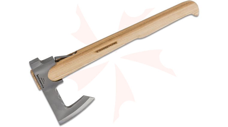 Condor Tool & Knife CTK104-1.87 Travelhawk Axe, 6.7 inch Carbon Steel Head, Hickory Handle, Welted Leather Sheath