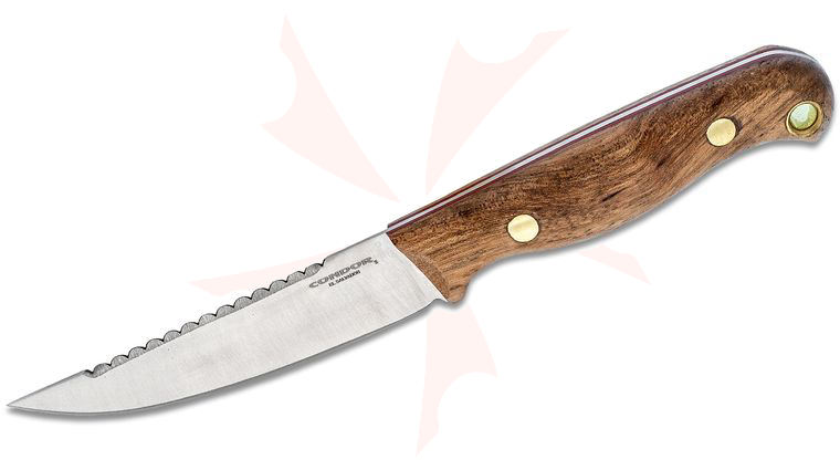 Condor Tool & Knife CTK114-3.5SS Trelken Fixed Blade Knife 3.51 inch 420HC Stainless Steel, Hickory Wood Handles, Welted Leather Drop Sheath