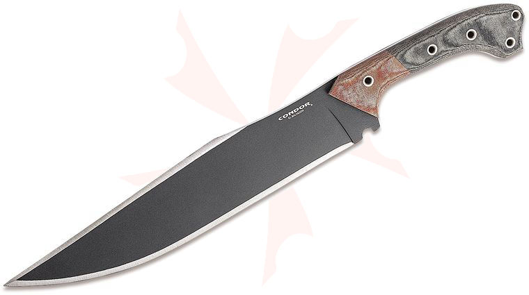 Condor Tool & Knife CTK1814-10.8HC Atrox Knife 10.86 inch 1075 Carbon Steel Black Blade, Micarta Handles, Custom Kydex Sheath