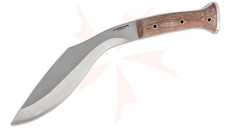 Condor Tool & Knife CTK1811-10 K-TACT Kukri Knife Fixed 10 inch Carbon Steel Blade, Desert Tan Micarta Handles, Kydex Sheath