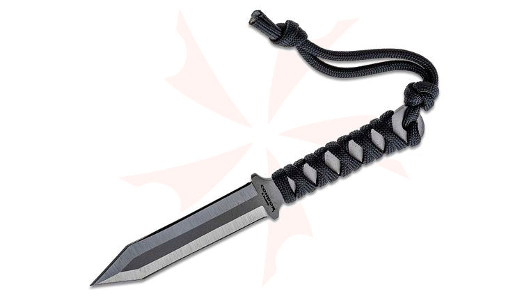 Condor Tool & Knife CTK1824-3.12HC Gladius Neck Knife 3.14 inch 1075 Carbon Steel Double Edge Dagger, Paracord Wrapped Handle, Kydex Sheath