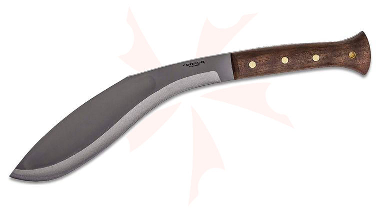 Condor Tool & Knife CTK1820-12.5HC King Kukri Machete 12.6 inch Bead Blast High Carbon Steel Blade, Walnut Handles, Welted Leather Sheath