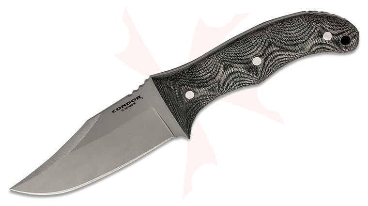 Condor Tool & Knife CTK1821-4.5HC Little Bowie Fixed Blade Knife 4.6 inch High Carbon Steel Bead Blasted Bowie , Micarta Handles, Welted Leather Sheath