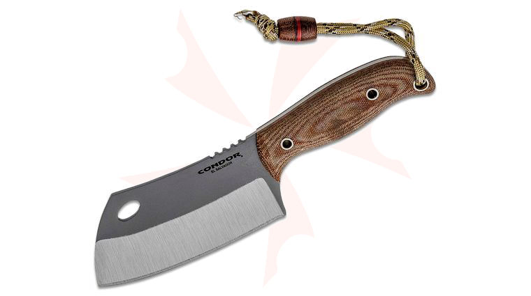 Condor Tool & Knife CTK2011-4HC Primal Cleaver Fixed Blade Knife 4.09 inch 1095 Blasted Satin, Micarta Handles, Welted Leather Sheath