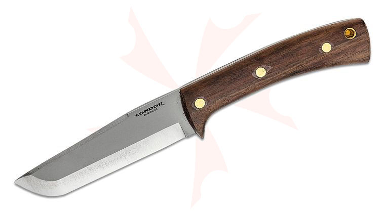 Condor Tool & Knife CTK229-5HC Stratos Knife 5 inch Carbon Steel Blade, Hardwood Handles, Leather Sheath
