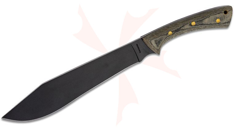 Condor Tool & Knife CTK244-11HCM Boomslang Camp Knife 11 inch Carbon Steel Black Blade, Micarta Handles, Leather Sheath