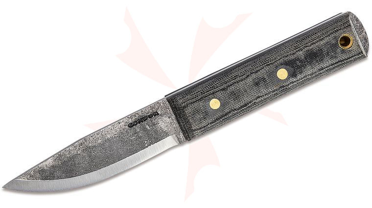 Condor Tool & Knife CTK248-4HC Woodlaw Survival Knife 4 inch Carbon Steel Blade, Micarta Handle, Leather Sheath