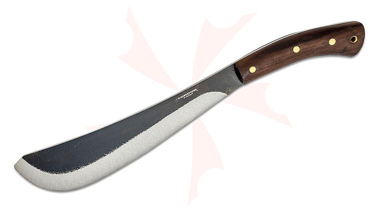 Condor Tool & Knife CTK252-11HC Pack Golok Survival Knife 11 inch Carbon Steel Blade, Hardwood Handles, Leather Sheath