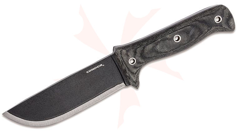 Condor Tool & Knife CTK257-5.5HC Crotalus Knife 5.5 inch 1075 Carbon Steel Blade, Black Micarta Handles, Kydex Sheath
