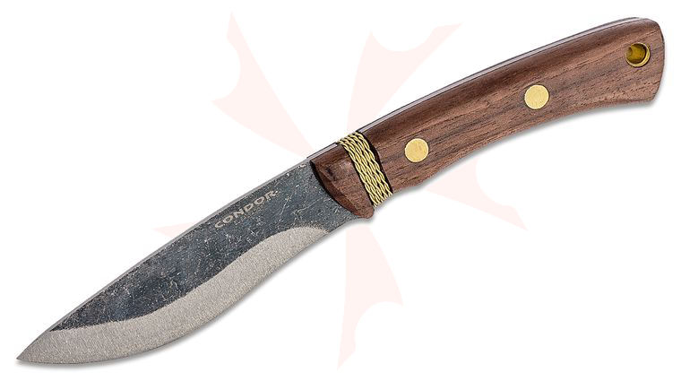 Condor Tool & Knife CTK2806-4.25 Navajo Knife (Huron) Fixed 4.25 inch Carbon Steel Blade, Walnut Handles, Leather Sheath