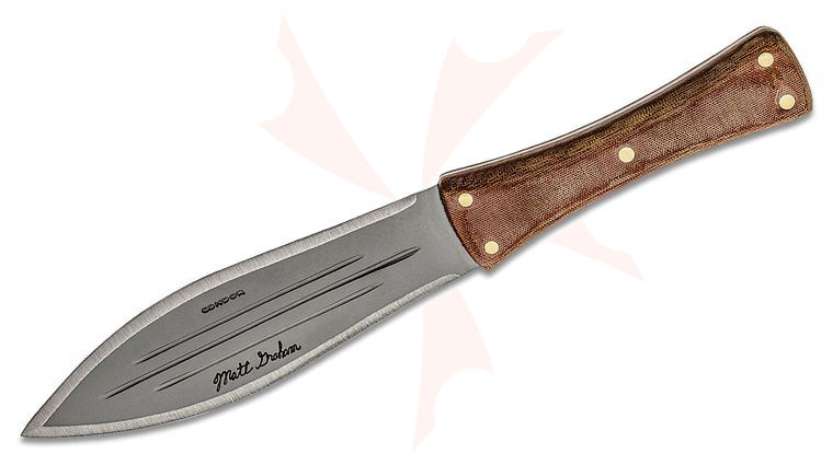 Condor Tool & Knife CTK2807-7.3 African Bush Knife Fixed 7.125 inch Carbon Steel Blade, Micarta Handles, Leather Sheath