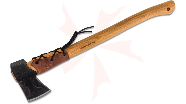 Condor Tool & Knife CTK2803C16 Cloudburst Axe 5.75 inch Carbon Steel Head, American Hickory Handle, Leather Sheath