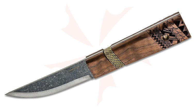 Condor Tool & Knife CTK2811-3.9HC Indigenous Puukko Knife 3.9 inch 1095 Carbon Steel Blade, Walnut Handles, Welted Leather Sheath