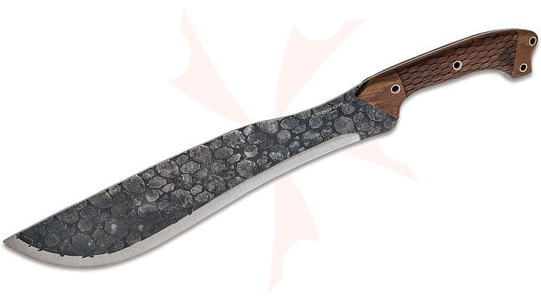 Condor Tool & Knife CTK2820-12.8HC Vipera Machete Fixed Blade Knife 12.81 inch 1075 Carbon Steel, Walnut Wood Handles, Welted Leather Sheath