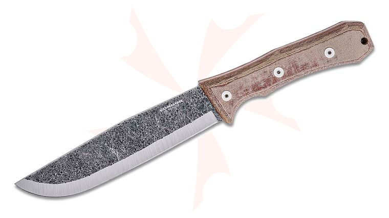 Condor Tool & Knife CTK2835-7HC Mountain PASS Camp Knife 7.01 inch 1095 Carbon Steel Blade, Micarta Handles, Welted Leather Sheath