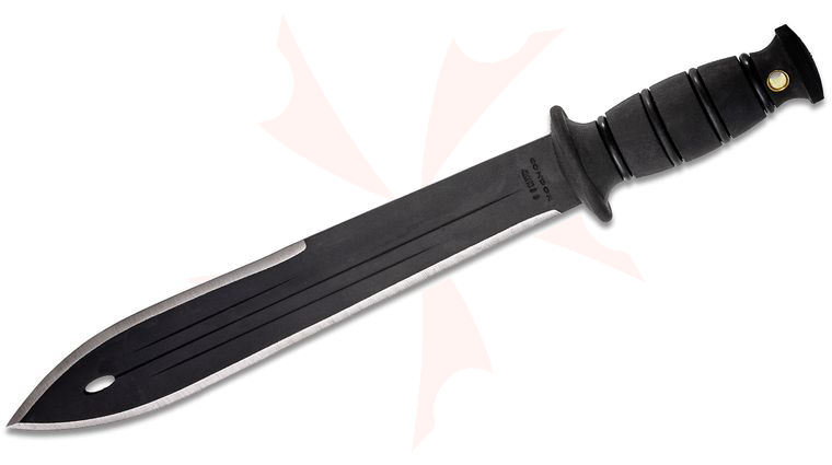 Condor Tool & Knife CTK3006BB Combat Machete 13 inch Stainless Steel Black Blade, Santoprene Handle, Leather Sheath