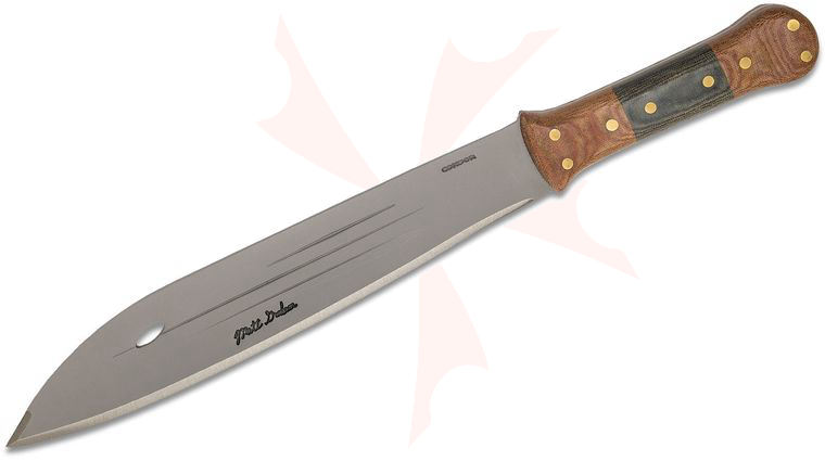 Condor Tool & Knife CTK3902-12HC Primitive Bush Machete 12 inch Blasted Satin Carbon Steel Blade, Micarta Handles, Leather Sheath