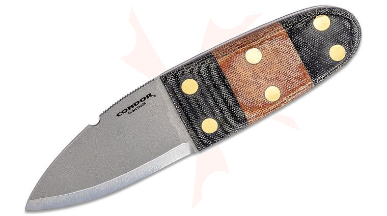Condor Tool & Knife CTK3923-2.6HC Primitive Bush Dagger 2.63 inch 1075 Carbon Steel Blade, Micarta Handles, Welted Leather Sheath