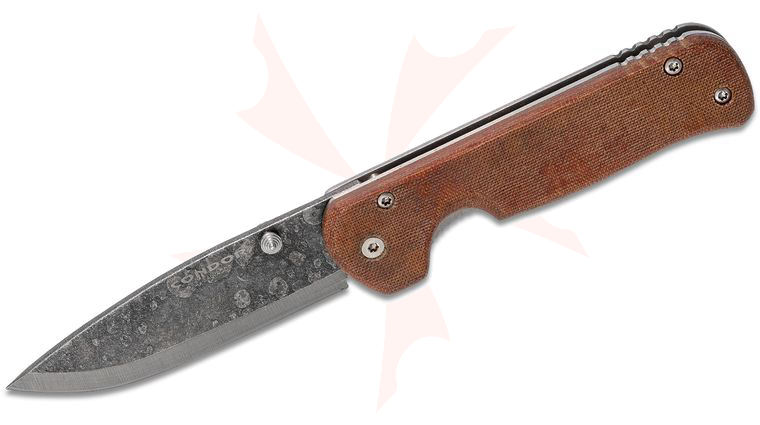 Condor Tool & Knife CTK3938-4.27HC Krakatoa Folding Knife 4.12 inch 1095 Carbon Steel Blade, Desert Tan Micarta and Stainless Steel Handles