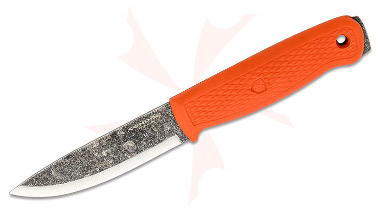 Condor Tool & Knife CTK3947-4.1 Terrasaur Fixed Blade Knife 4.15 inch 1095 Carbon Steel, Orange Polypropylene Handle and Sheath