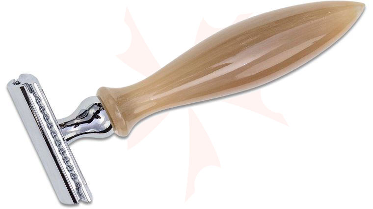 Parker 11R Double Edge Three Piece Safety Razor About 4 inch Long, Real Ox Horn Handle