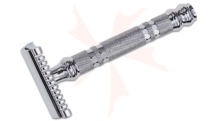 Parker 24C Chrome Double Edge Three Piece Safety Razor, 3.5 inch Handle