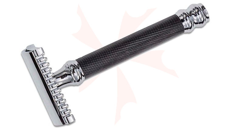 Parker 26C Black/Chrome Double Edge Three Piece Safety Razor, 3.5 inch Handle