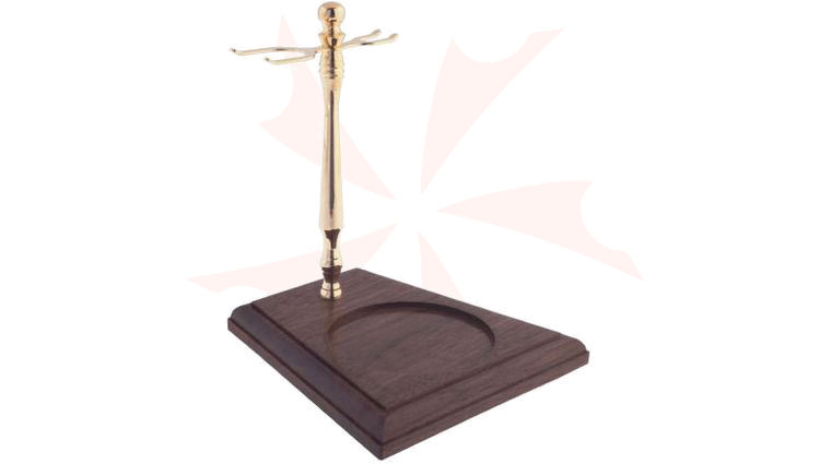 Colonel Conk Gold Tone and Wood Stand for Shave Brush, Mug and Razor