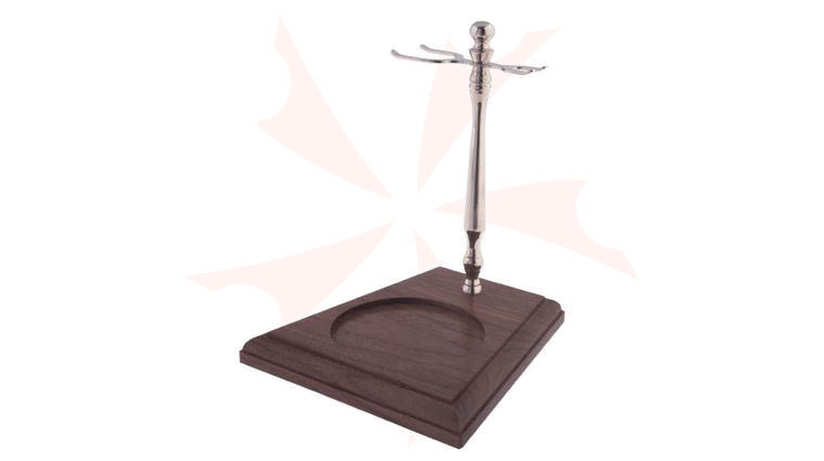 Colonel Conk Chrome and Wood Stand for Shave Brush, Mug and Razor