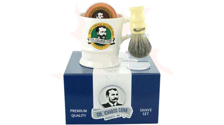 Colonel Conk #221 Shave Gift Set, Includes Mixed Badger Brush, Brush Stand, Shave Mug and Soap