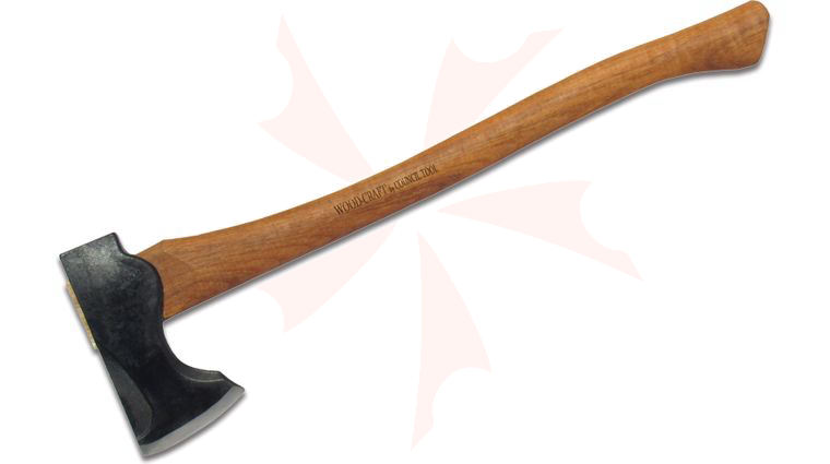 Council Tool Wood-Craft Pack Axe 24 inch Overall, Curved Hickory Handle, Leather Sheath