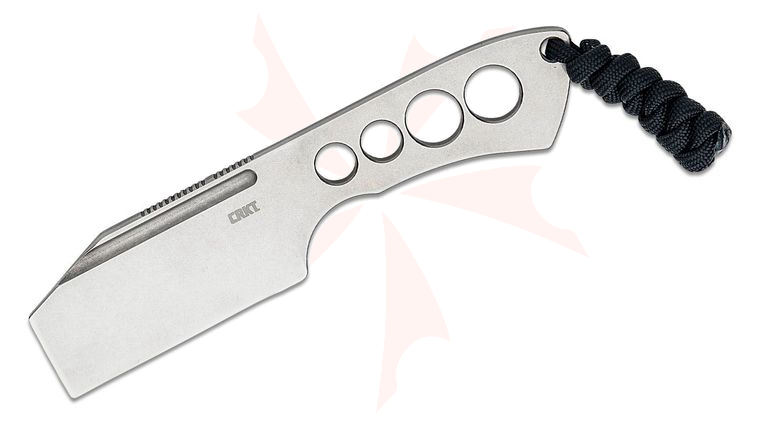 Columbia River CRKT 2130 Jon Graham Razel Chisel Fixed Blade Knife 2 inch Stonewashed Chisel Blade, Stonewashed Stainless Steel Handles, Thermoplastic Sheath