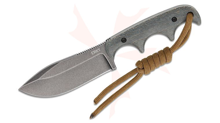Columbia River CRKT 2375W Folts Minimalist Fixed Blade Neck Knife 2.98 inch 12C27 Black Stonewashed Nessmuk Blade, Gray Stabilized Wood Handles, Polypropylene Sheath