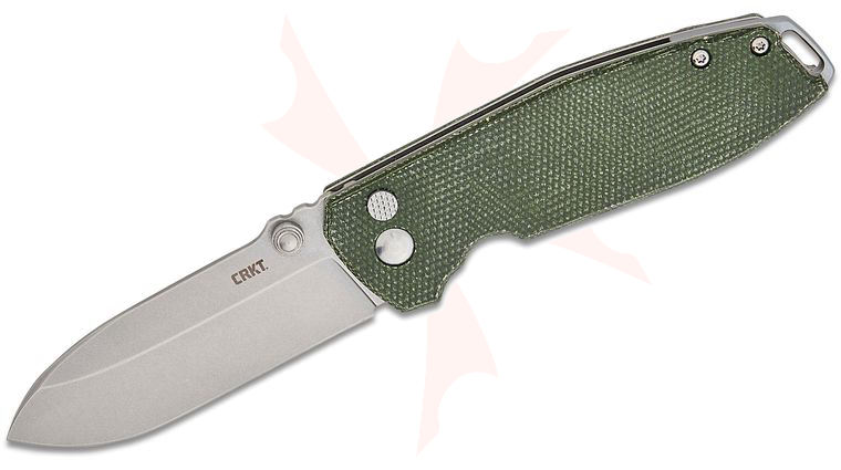 Columbia River CRKT 2495GR Lucas Burnley Squid XM Button Lock Folding Knife 2.95 inch D2 Stonewashed Drop Point Blade, Green Micarta Handles