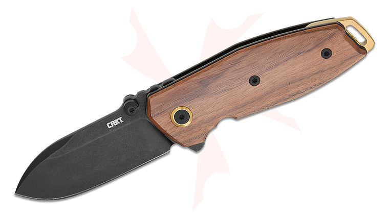 Columbia River CRKT 2496W Lucas Burnley Squid II Liner Lock Flipper Knife 2.8 inch M390 Black Drop Point Blade, Santos-Mahogany Wood Handles