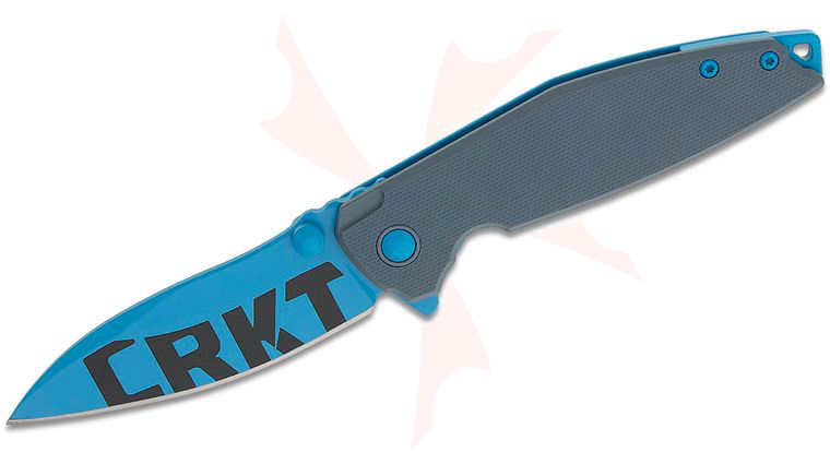 Columbia River CRKT 2560BB Lucas Burnley Ibis Frame Lock Flipper Knife 3.09 inch 14C28N Ceramic Blue Cerakote with CRKT Print Drop Point Blade, Blue G10 and Stainless Steel Handles