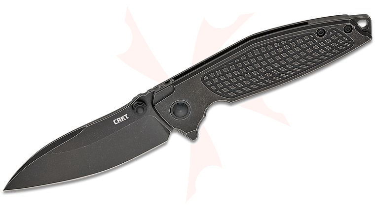 Columbia River CRKT 2561 Lucas Burnley Ibis Frame Lock Flipper Knife 3.09 inch CPM-S35VN Black Stonewashed Drop Point Blade, Black Stonewashed Milled Titanium Handles