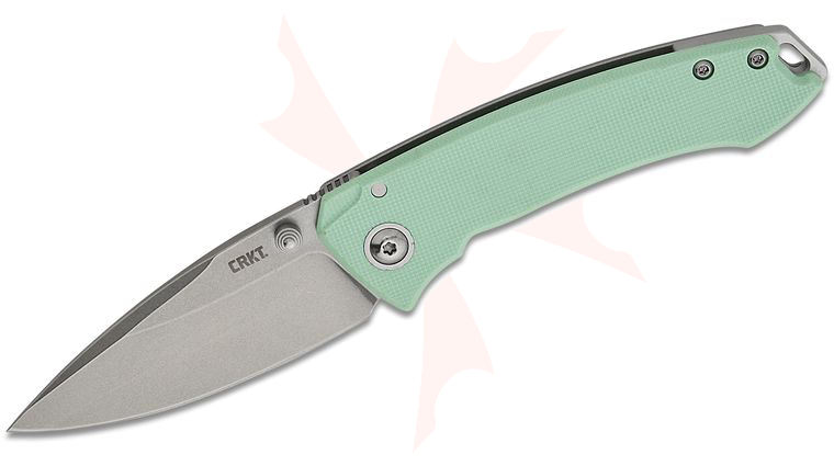 Columbia River CRKT 2522B Lucas Burnley Tuna Compact Folding Knife 2.73 inch 14C28N Stonewashed Drop Point Blade, Aqua G10 and Stainless Steel Handles