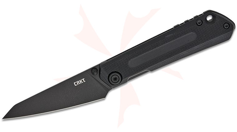 Columbia River CRKT 2670 TJ Schwarz Straight Folding Knife 2.6 inch D2 Black Reverse Tanto Blade, Black G10 and Stainless Steel Handles