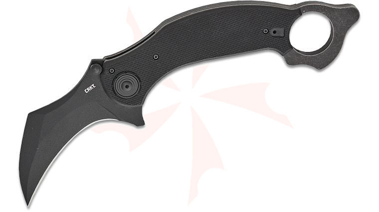 Columbia River CRKT 2635 McGlaun Du Hoc Deadbolt Lock Assisted Flipper Karambit Knife 3.62 inch D2 Black Powder Coated Hawkbill Blade, Black G10 Handles