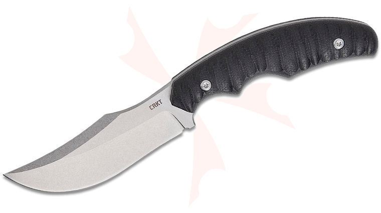 Columbia River CRKT 3610 Kaila Cummings Burrower Fixed Blade Knife 3.66 inch D2 Stonewashed Trailing Point Blade, Black Burlap Micarta Handles, Thermoplastic Sheath