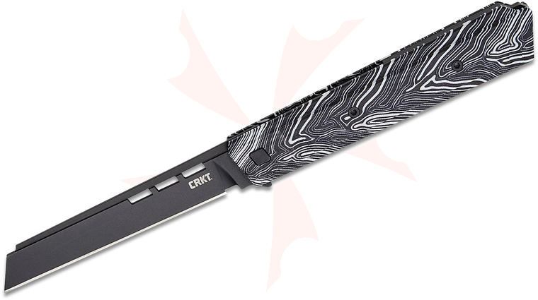 Columbia River CRKT 3850W Matthew Lerch Zephyr Liner Lock Flipper Knife 3.22 inch 14C28N Black TiNi Sheepsfoot Blade, White/Black G-Mascus Handles