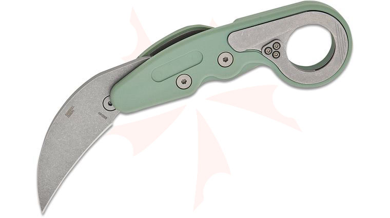 Columbia River CRKT 4041GR Kinematic Provoke Folding Karambit 2.47 inch 1.4116 Stonewashed Plain Blade, Sage Green Grivory Handles