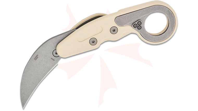 Columbia River CRKT 4041S Kinematic Provoke Folding Karambit 2.47 inch 1.4116 Stonewashed Plain Blade, Sand Grivory Handles