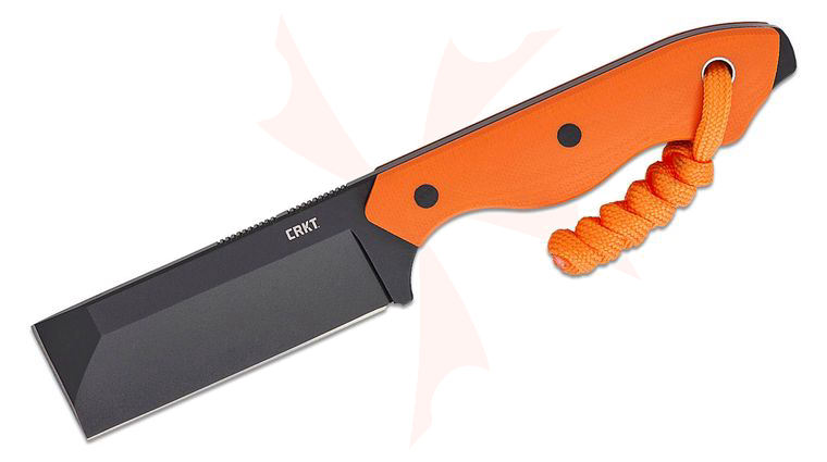 Columbia River CRKT 4037ER Jon Graham Razel Fixed Blade Knife 2.97 inch D2 Black Oxide Chisel Blade, Orange G10 Handles, Thermoplastic Pocket Sheath