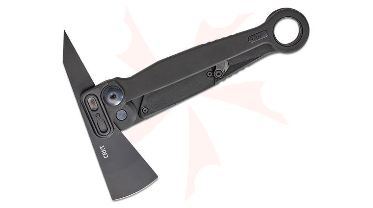 Columbia River CRKT 4141KX Kinematic Provoke X Folding Axe 1.84 inch SUJ2 Ti Nitride Axe Blade with Spike, Black Stainless Steel Handles with GRN Overlays