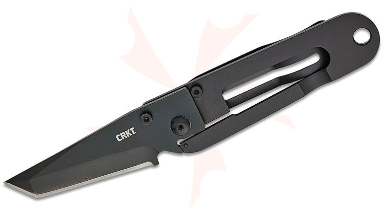 Columbia River CRKT 5500KN Ed Halligan K.I.S.S. Frame Lock Folding Knife 2.25 inch VG-10 Chisel Ground Black Tanto Blade, Black Money Clip Stainless Steel Handle
