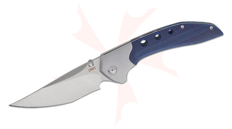 Columbia River CRKT 5680 Princeton Wong Orochi Liner Lock Flipper Knife 3.55 inch 14C28N Satin Recurved Clip Point Blade, Blue G10 with Steel Bolsters