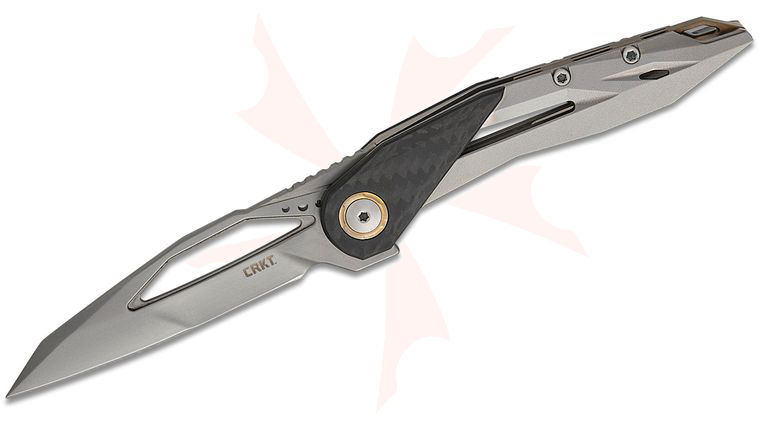Columbia River Limited Edition CRKT 5703 Princeton Wong Nucleus Frame Lock Flipper Knife 3.19 inch CPM-MagnaCut Bead Blast Reverse Tanto Blade, Gray Titanium Handles with Carbon Fiber Overlays